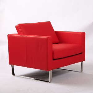 Red Genuine Leather Sofa Chair