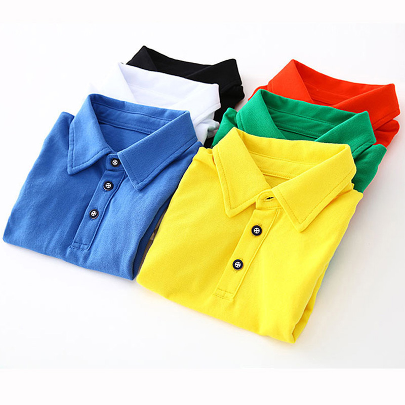 6 Color Children Kids Polo Shirts Short Sleeve Summer School Big Boys Girls Cotton Lapel Button Tops Casual
