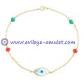 Bling Jewelry Mother of Pearl Evil Eye Vermeil Turquoise Red Bead Bracelet