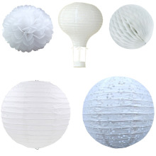 White Color Chinese Paper Lanterns Wedding Baby Shower Birthday Party Decoration Paper Flower Ball Hot air balloon Paper Lamp