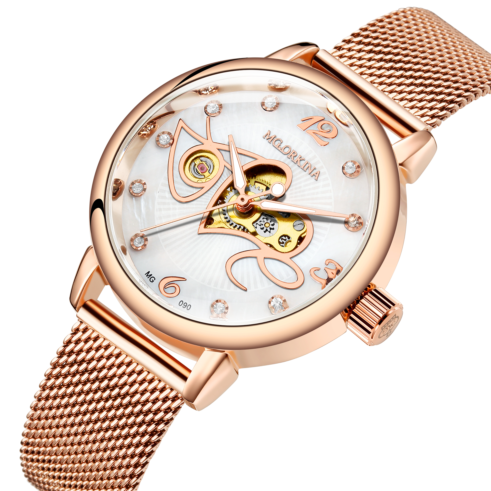New Love Automatic mechanical watches Women Rose Gold watch Lady relojes mujer women wristwatches Girl Dress Clock Montre Femme