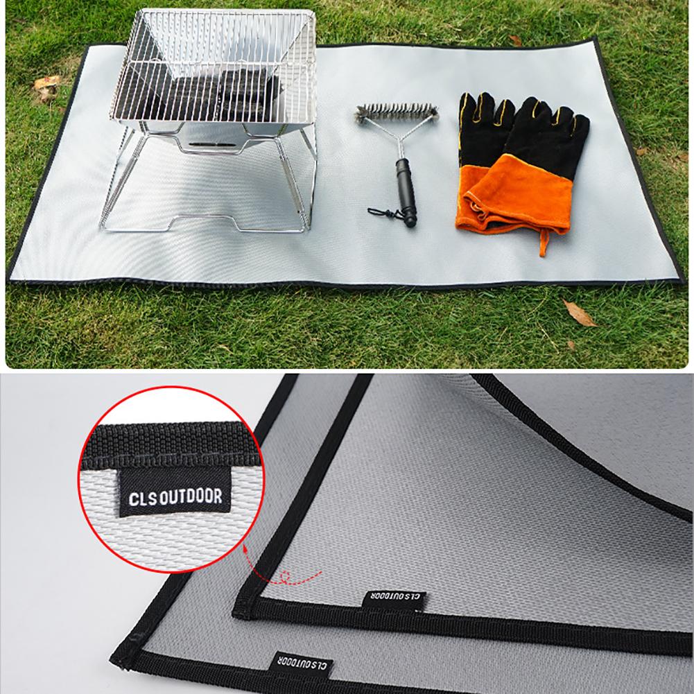 Camping Fireproof Grill Mat Cloth Flame Retardant Ember Mat Blanket Heat Insulation Pad For Outdoors Camping Picnic Barbecue