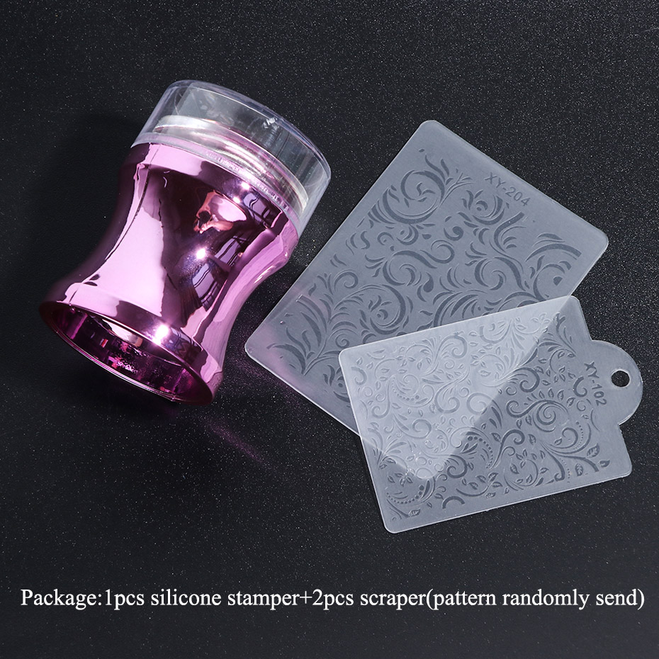 3pcs Silicone Nail Stamper Scraper Set Metallic Handle Nail Art Stamp For Stamping Polish Print Manicure Image Plate Tool JI1033