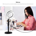 LED Ring Light Desktop Stand For YouTube Video Makeup Lamp Holder Portable Photography Selfie Lights Stand Table Top Round Base