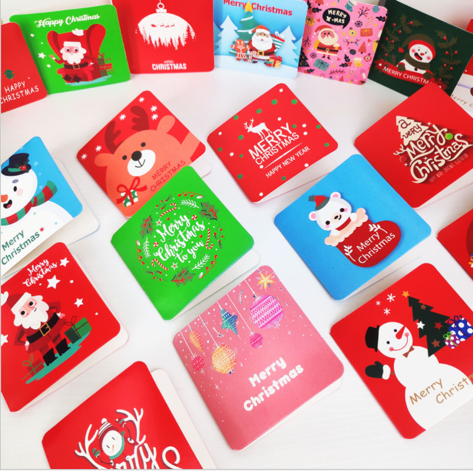 50Pcs/lot Mini Christmas series Cards Set With Envelope Greeting Card Message Card Gift Stationery School Supplies