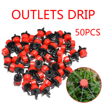 50pcs/set Micro Flow Dripper Adjustable 8 Holes Scattering Spray Red Nozzle Garden Drip Irrigation Watering Sprinklers Fittings