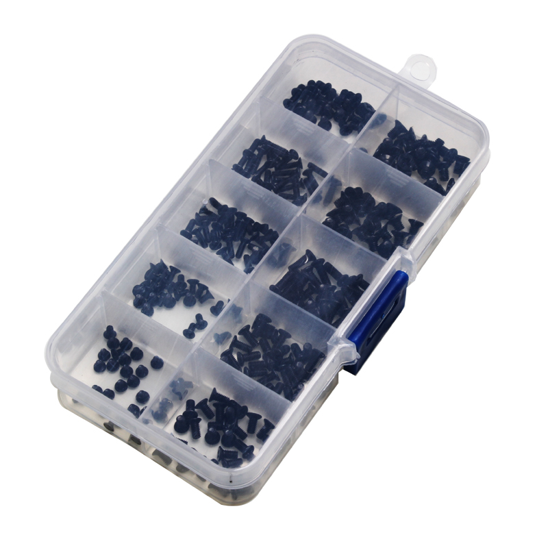 300Pcs Flat Head KM Laptop Screws Set 10Sizes Assemble Repair Black Computer Phillips Screw Tools Parts For Electronic Products