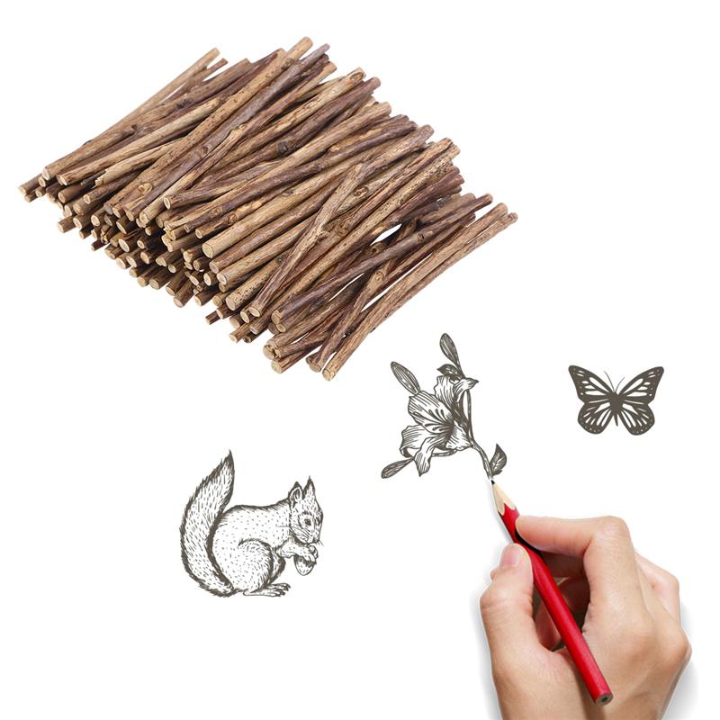 100pcs Long 0.3-0.5CM In Diameter Wood Log Sticks 10CM Tea Tree Sticks Photo Props For DIY Crafts (Wood Color)