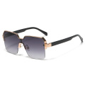 One-Piece Large Square Frame Sunglasses Trend Retro Gradient Metal Sunglasses