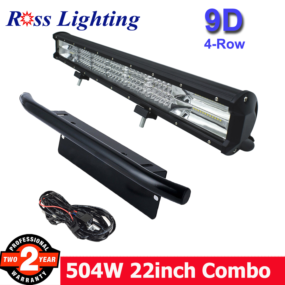 4row 20inch Offroad LED Work Light Bar 9D Spot Flood Combo Beam Bull Bar with Harness for 4x4 Jeep ATV Truck SUV 12V 24V