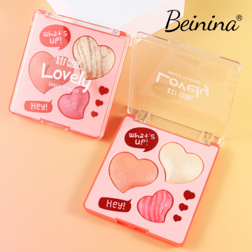 3 Shade Heart Baked Blush Highlighter Palette
