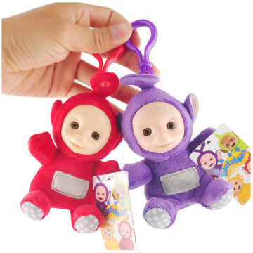 Fashionable Cute Teletubbies Keychains Plush Doll Cute Key Chain Personality Plastic Face Doll Backpack Decoration Key Ring