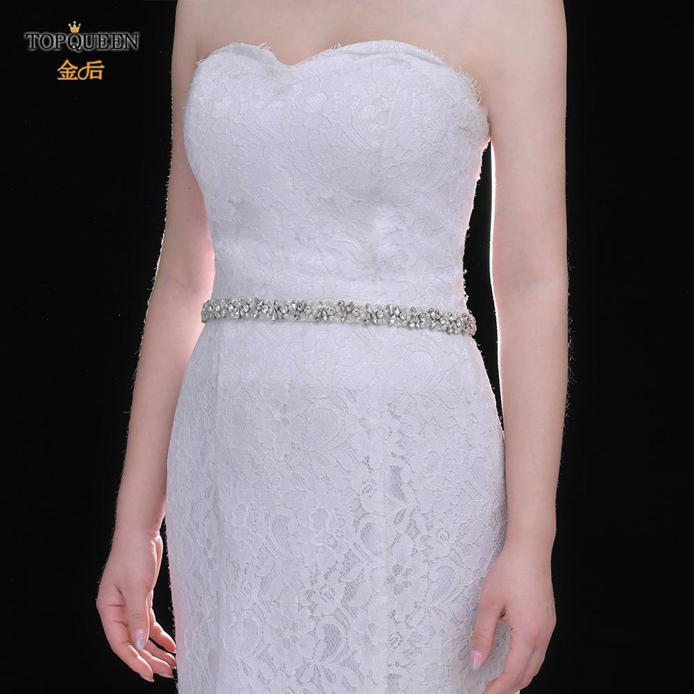 TOPQUEEN Wedding Sash Wedding Decoration Rhinestone Belts for Prom Dresses Waist Belt Sash Pearl Appliques Jeweled Belt S387