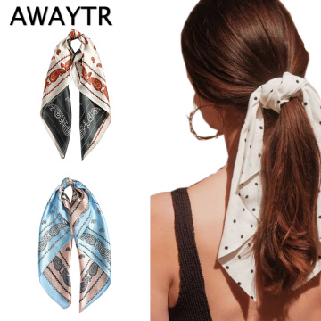 AWAYTR 2021 Square Silk Scarf Headband for Women Fashion Print Hairbands Hair Hoop Accessories Lady Head Bandana Shaw Scarf