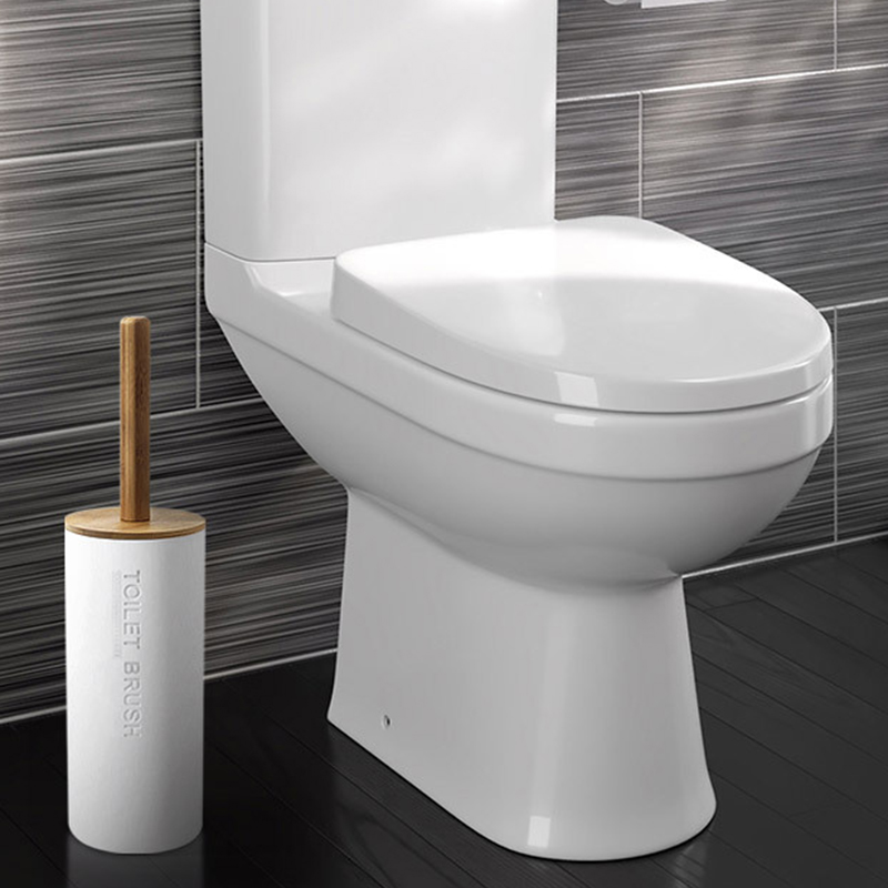 Bamboo Floor-Standing Toilet Brush Set with Base Bathroom Toilet Brush Holder WC Accessories