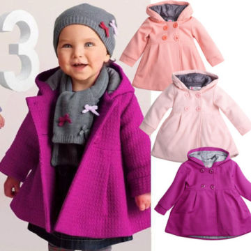New Windbreaker Children Baby Girls Jacket Toddler Uniform Long Sleeve Button-Front Hooded Jacket