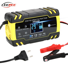 LEEPEE Car Battery Charger Lead Acid Battery Pulse Repair Tools Digital Display Automatic Auto Motorcycle Accessories 12V 24V