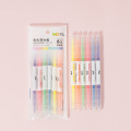 6 Colour Double-end Highlighter Candy Color Hand Painted Marker Pen Double Drawing Head Highlighters Kids School Office Supplies