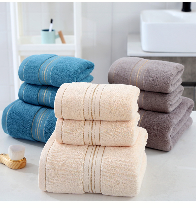 3pcs/set 100% Cotton Towel Set Bathroom Solid color Bath Towel For Adults Face Hand Towels Terry Washcloth Travel Sport Towel