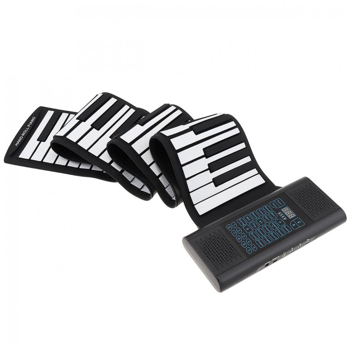 88 Keys Roll Up Electronic Piano Rechargeable Silicone Flexible Keyboard Organ Built-in 2 Speakers Support MIDI Bluetooth