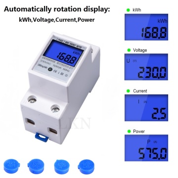 Din Rail kWh Meter 1 Phase 2 Wire LCD Digital Display Power Consumption Energy Electric kWh Counter AC 110V-230V 50/60Hz