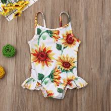 Emmababy Swimwear Infant Baby Girls Flower Swimwear Sleeveless Romper Sling Bathing Girl Kids Baby Beach Clothes