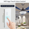 WiFi Smart Ceiling Fan Light Switch EU US Touch Panel Tuya APP Remote Various Speed Control Works with Alexa and Google Home