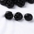 20/50 Black Double Hole Spring Cord Lock Plastic Lanyard Shoelace Fastener Buttons DIY Paracord End Stopper Toggle with Pig Nose