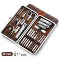 21 pcs Manicure Set kit Pedicure Scissor Tweezer Knife Ear pick Utility Nail Clipper Stainless steel Nail Care Tool Sets Upgrade