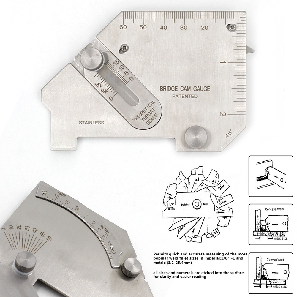 Welding Measure Tool MG-8 Weld Gauge Stainless steel Seam Inspection Ruler Bridge CAM Welding Gage AL1063 INCH Tool