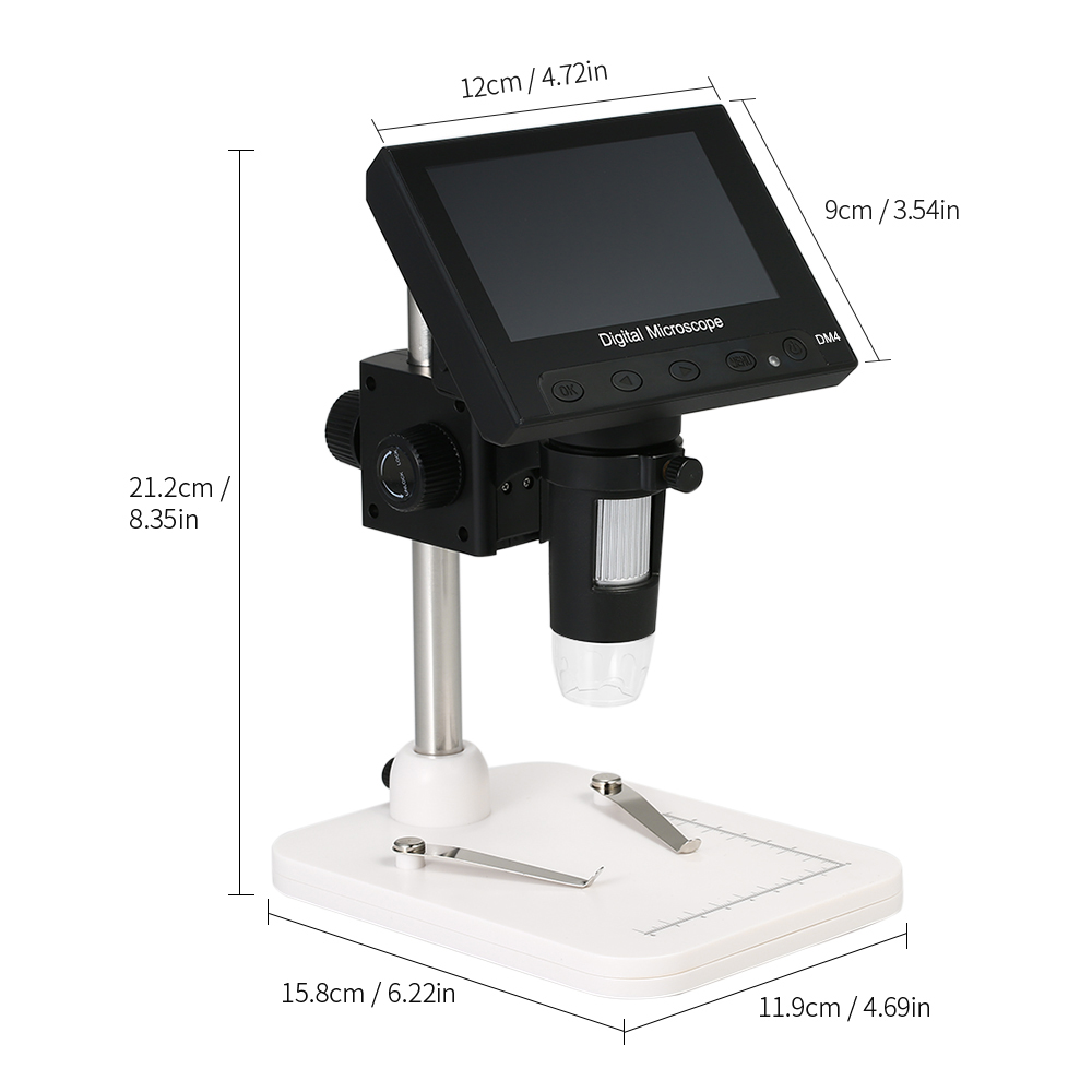 Digital Microscope 1000x 3.0MP USB Digital Electronic Microscope 4.3" LCD Display VGA 8 LED Stand for PCB Motherboard Repaire