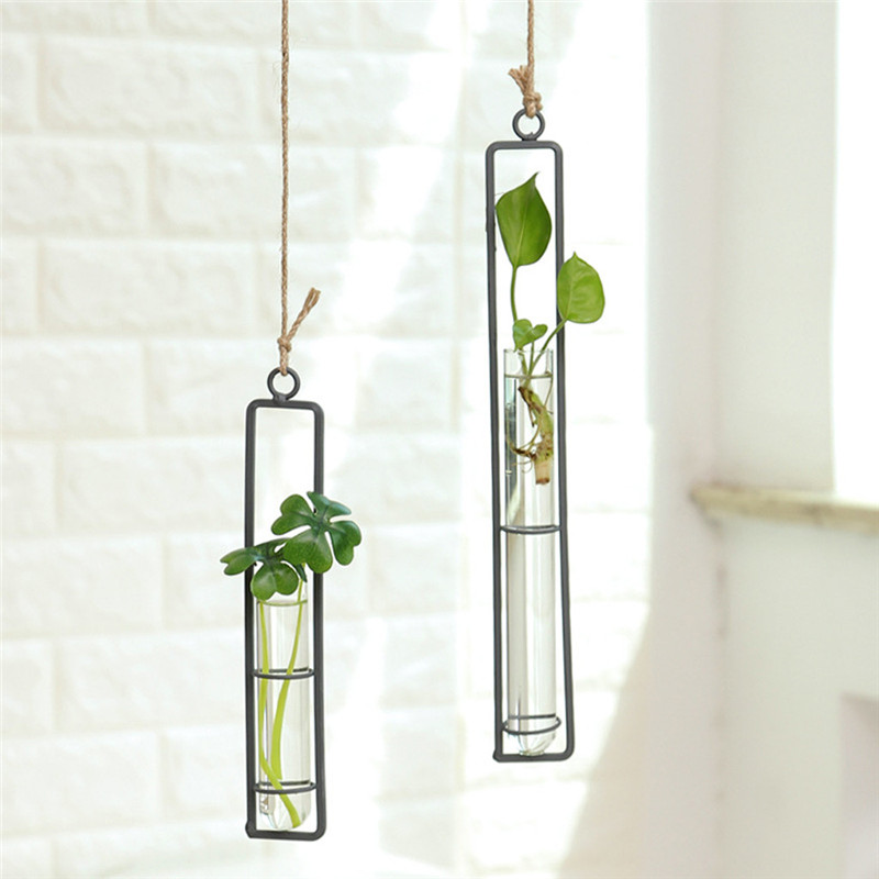 2021 Test Tube Flower Vase Decoration Clear Glass Test Tube Flower Vases Wall Hanging Air Plant Terrarium Container Drop #0730