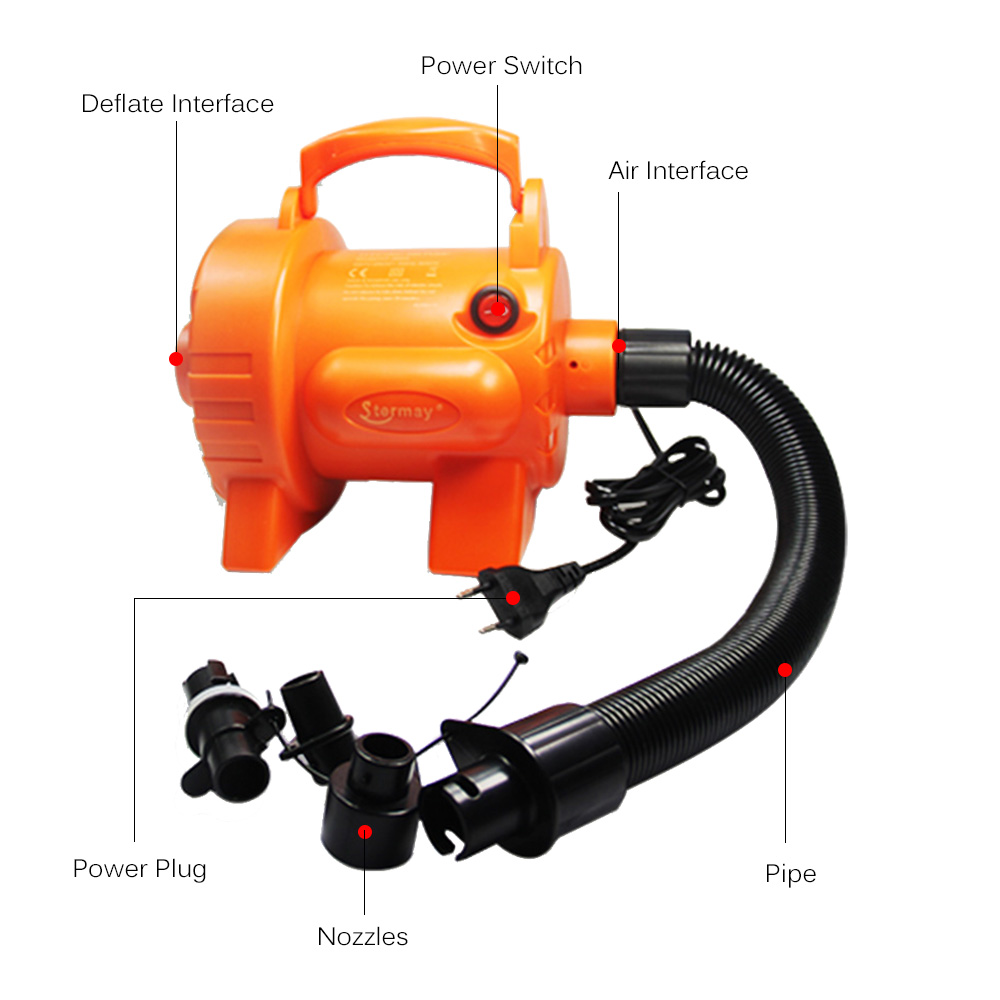 Professional 800W Electric Blower Air Pump Fast Filling with 4 Nozzles for Air Mattress Swimming Rings Airbeds Rafts