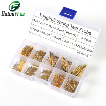 500PCS/Set Spring Test Probe Pogo Pin P50-P100 Brass Gold Plated Phosphorus Brass Gilded Stainless Steel Wire With Box