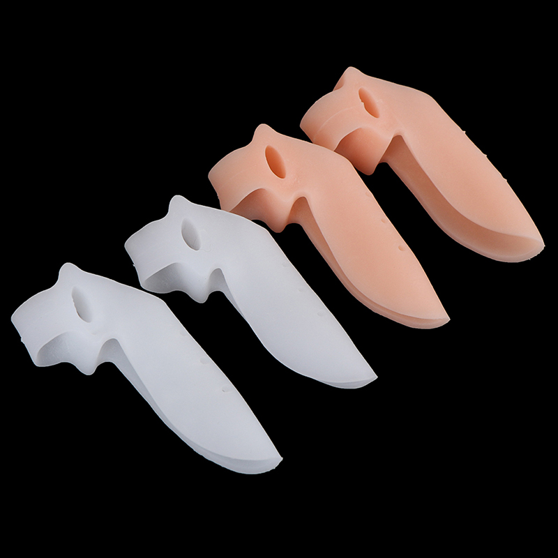 2Pcs Silicone Gel Foot Fingers Two Hole Toe Separator Thumb Valgus Protector Bunion Adjuster Hallux Valgus Guard Feet Care