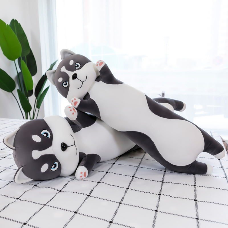 80-130cm Cute Husky Plush Long Pillow Sofa Cushion Stuffed Animals Dog Toys Soft Baby Sleep Doll for Children Kids Girls Gift