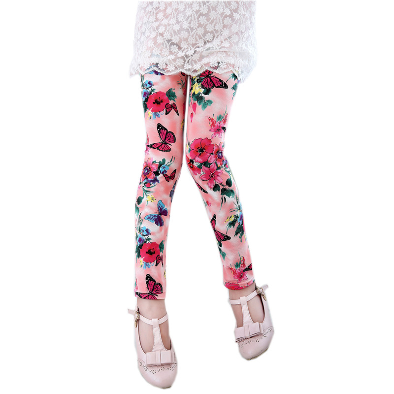 Kids Leggings Baby Girls Clothes Flower Printed Skinny Pants Children Cotton Pencil Trousers 2-11 Years Girl Leggings