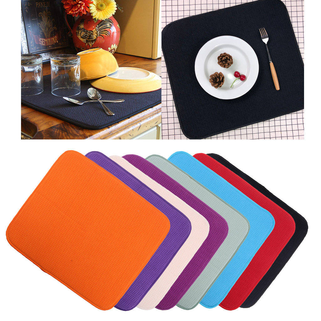 Microfiber Dish Drying Mats For Kitchen Drying Pads For Dishes Thick Absorbent Drainer Mat