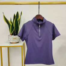 Premium Purple Ladies Short Sleeve Horse Riding Tops