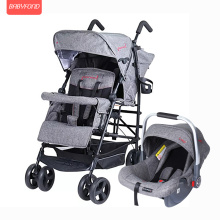 2020 twin stroller multi-function double large child baby stroller kinderwagon lightweight folding can sit and lie with car seat