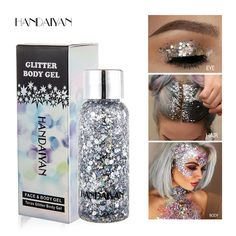 Holographic Mermaid Glitter Eyeshadow Gel Body Face Eye Liquid Loose Sequins Pigments Makeup Cream Festival Gems