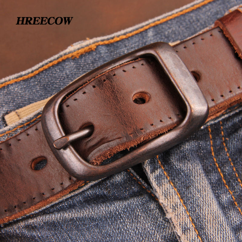 Unisex Genuine Leather Belts Men and Women Italian Cow Leather Belt For Jeans 105cm~125cm Length Metal Pin Buckle Free Shipping