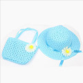 2017 Girls Beach Hats Bags Flower Straw Hat Cap Tote Handbag Bag Suit Children Summer Sun Hat 52 CM For 3-7 Years 9 Colors