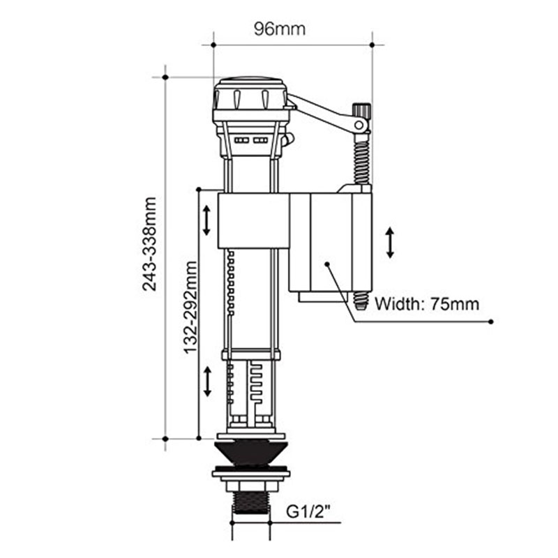 JFBL Hot Essentials Bottom Entry Float Flush Cistern Valve Fill Valve 1/2 inch Plastic Inlet