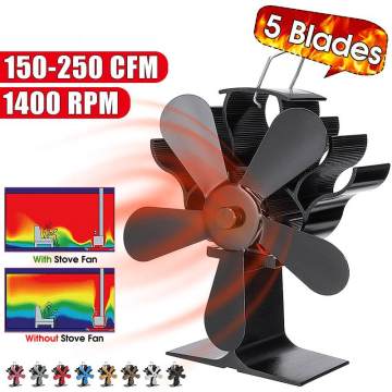 Vertical Thermal Power Fan Fireplace Fan 5 Blades Heat Powered Stove Fan Fireplace Eco Friendly Fan Random Color Shipping