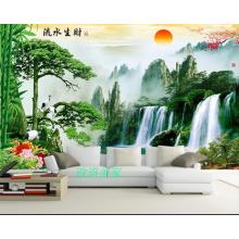 3D mural bedroom living room sofa background wall Fengshui Landscape Painting Wallpaper treasure pot water making money