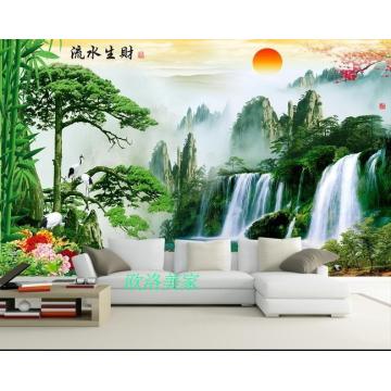 3D mural bedroom living room sofa background wall Fengshui Landscape Painting Wallpaper treasure pot water making money