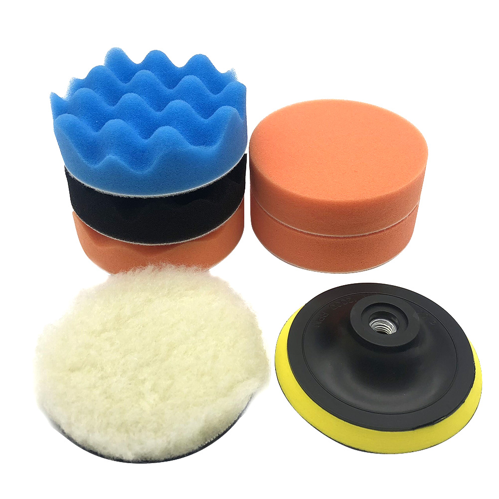 alloet 7pcs 4 inch Auto Car Polishing Buffing Pads with M14 Drill Adapter for Car Polisher Power Tool Accessories Dropshipping