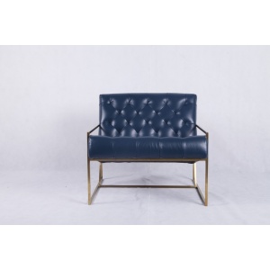 blue leather thin frame lounge chair