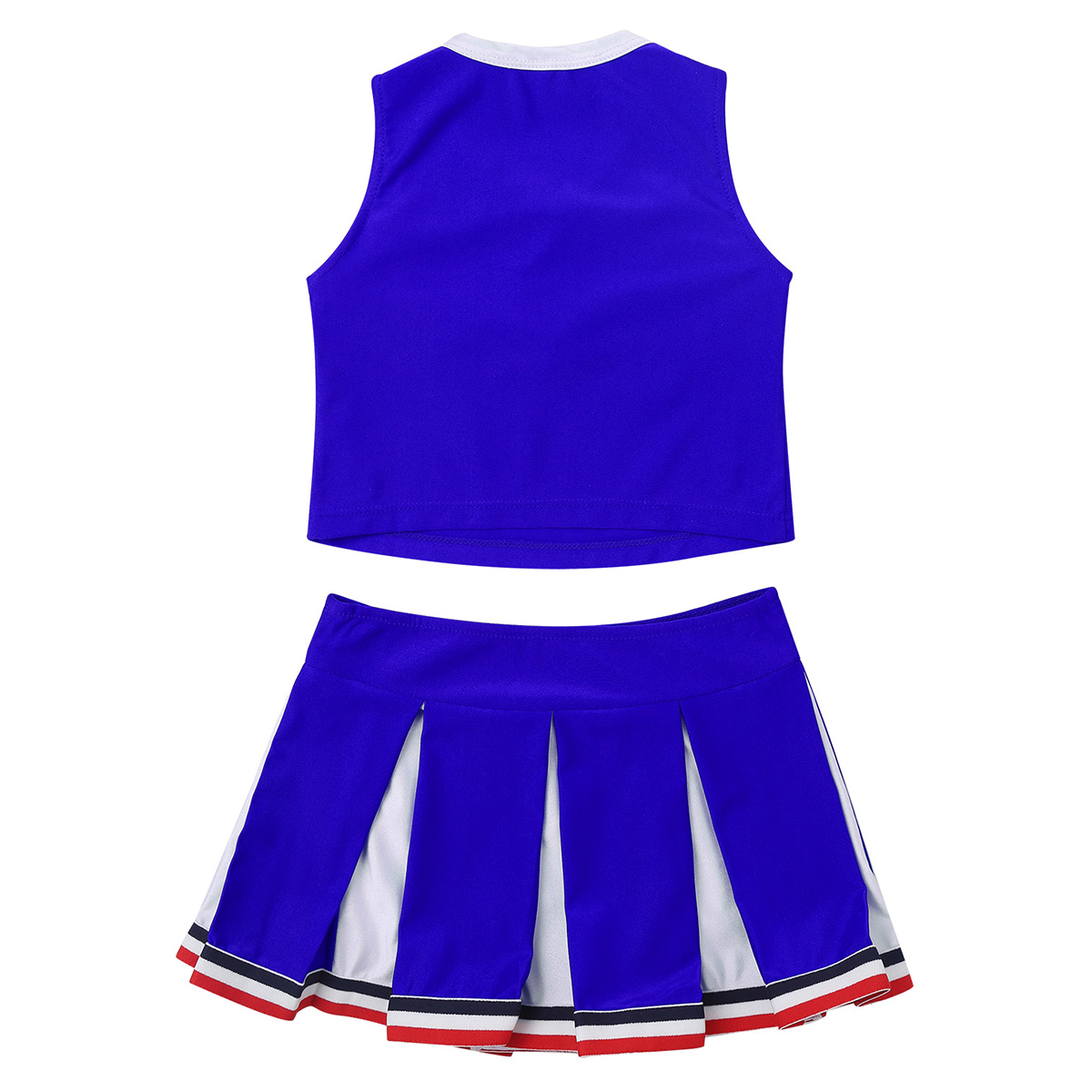 Kids Sleeveless Crop Top with Pleated Skirt Sets Girls Cheerleading Uniforms Stage Performance School Team Cheerleader Costume
